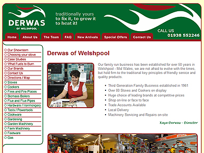 Derwas of Welshpool - Website Design