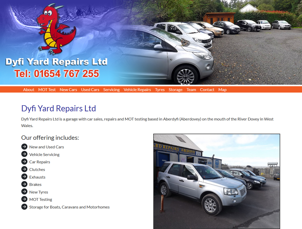 Dyfi Yard Repairs - Aberdovey, Gwynedd - Website Design