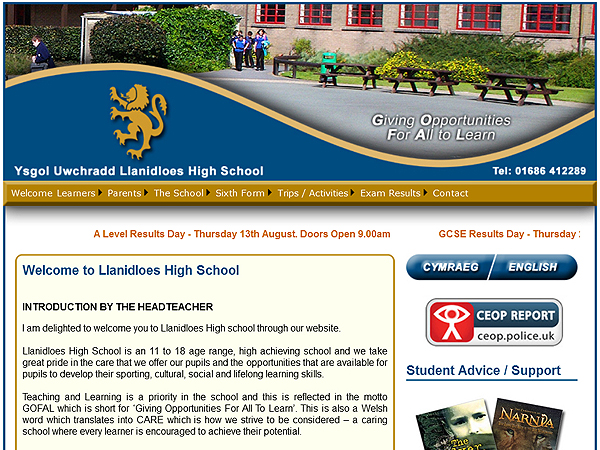 Llanidloes High School - Website Design