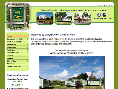 Llwyn Celyn Caravan Park - Website Design