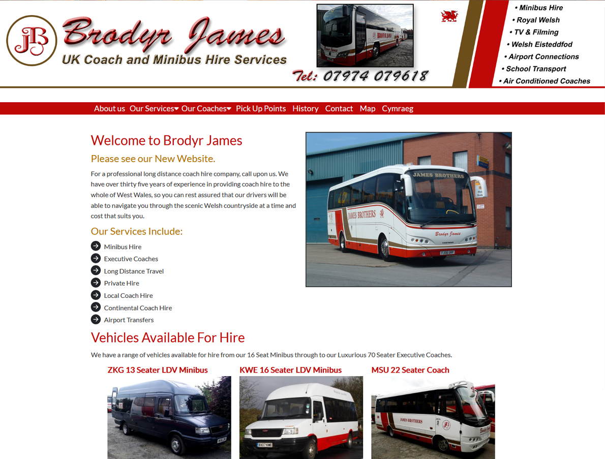 Brodyr James UK Coach and Minibus Hire (Mobile First Websites)