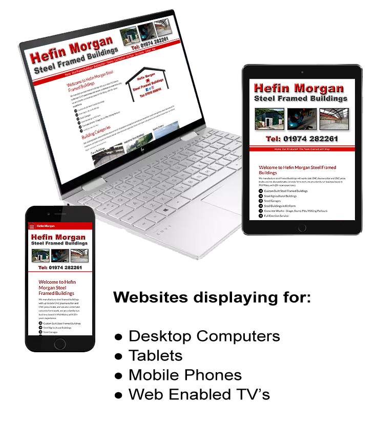 Websites Designed to display well on Mobile Devices, Tablets and Desktop / Laptop Computers