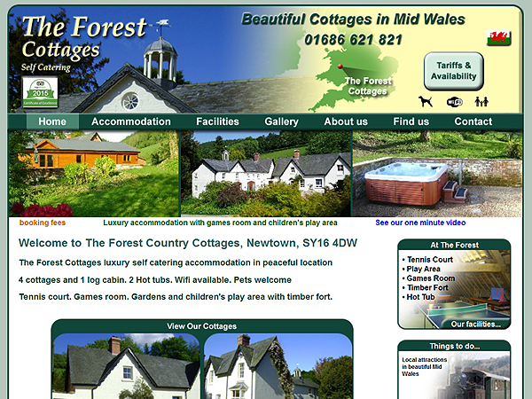 Forest Cottages - Bed + Breakfast / Self Catering Website Designs - Newtown