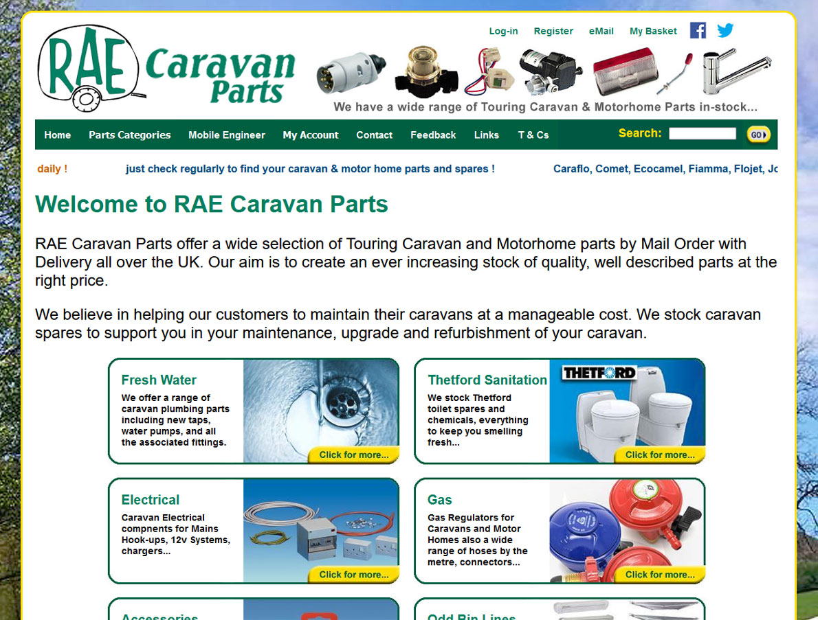 RAE Caravan Parts Online Shop Design